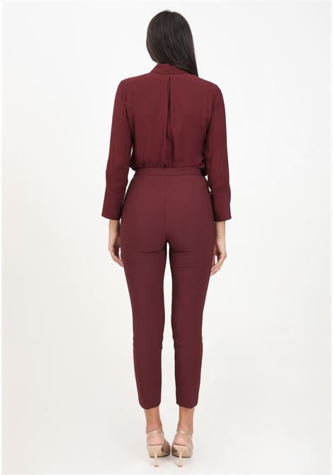 Elegant burgundy women's trousers with logo rivet ELISABETTA FRANCHI | PA02446E2CG3